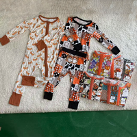 Kinder Loungewear Halloween & Kerstmis, op maat bedrukt, lange mouwen, bamboe pyjama's, zachte pyjamaset voor kinderkleding