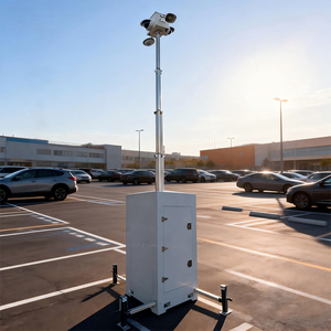 Tour de vidéosurveillance mobile compacte en forme de cube, panneaux solaires en option, avec mât manuel de 6 m, batteries 200 Ah pour <span class=keywords><strong>la</strong></span> sécurité des chantiers - Product Image 5