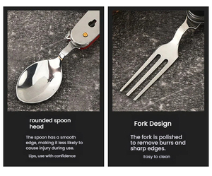 ชุดอุปกรณ์รับประทานอาหารอเนกประสงค์สำหรับกิจกรรมกลางแจ้ง ชุดชีส ไวน์ มีดอเนกประสงค์ และชุดช้อนส้อม - Product Image 6