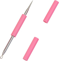 Extractor de Espinillas, Aguja para Eliminar el Acné, Acero Inoxidable de Grado Quirúrgico y Silicona, Removedor de Puntos Negros 2 en 1, Color Rosa