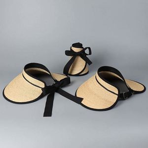 2025 Women New Raffia Straw Wide Brim Sun Hat Breathable <b>Sunscreen</b> Sunshade Empty Top Hat Fashion Lady Foldable Visor Hat - Product Image 2