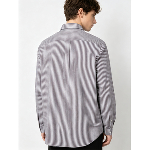 Camicia da Uomo 2026 Personalizzata a Righe Verticali in Lino con Bottoni, Manica Lunga, Colletto a Punta, Senza Logo, Casual, OEM ODM, Ingrosso - Product Image 5