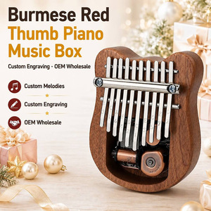 Mini Kalimba en bois en forme de tête d'ours, 2 en 1 (piano à pouces et boîte à musique), avec <span class=keywords><strong>clé</strong></span> Sankyo, sans piles, ensemble cadeau, OEM, vente en gros, personnalisable - Product Image 1