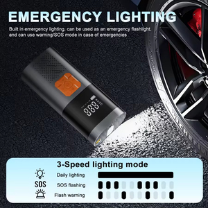Compresseur d'air multifonction sans fil, mini pompe à air portable avec lumière LED pour pneus de voiture et de moto - Product Image 4