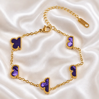 Bracelet trèfle à quatre feuilles en acier inoxydable plaqué or 18 carats de 13 mm pour femme, bijou tendance en nacre colorée, porte-bonheur