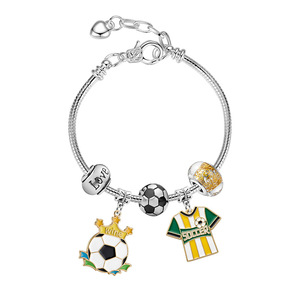 HS0108 Bracelets à thème football très tendance Europe-Amérique, bracelets football effet goutte d'<span class=keywords><strong>huile</strong></span>, bijoux en argent uniques et à la mode pour femmes - Product Image 5
