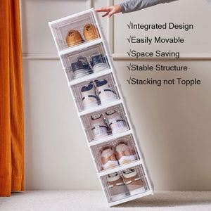 No Assembly <b>Shoe</b> Organizer Rack All-in-one Foldable Stackable Clear Plastic <b>Shoe</b> <b>Storage</b> Box Boots Sneaker Container Bins Holder - Product Image 2