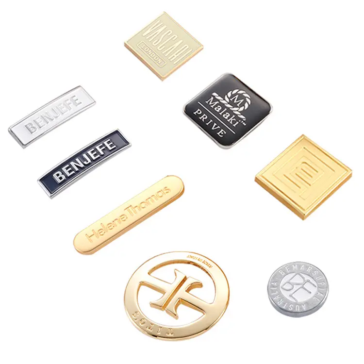 Wholesale Custom Logo Engraved Metal Sticker Adhesive Metal Label For Clothing Garment Hats Bags