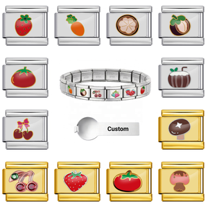 Bracelets de mode en acier inoxydable à maillons italiens de 9 mm, personnalisables, pour la création de bijoux DIY, avec breloques fruits (fraises, cerises) - Nouveauté et Vente Flash - Product Image 1