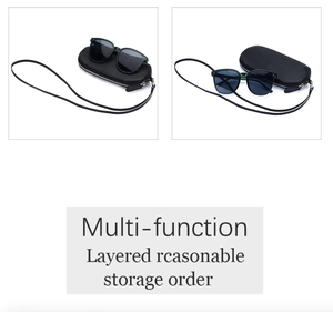 Étui à lunettes Ando Bag en cuir d'agneau véritable avec fermeture éclair, pochette souple pour lunettes avec sangle de cou - Product Image 5