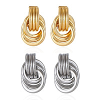 Boucles d'oreilles hypoallergéniques bicolores en or pour femmes, créoles minimalistes en acier inoxydable, étanches et tendance