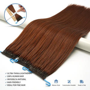 ランシュン高品質バージンレミークロシェ人毛エクステンション編み込みヘアツインズ二本紐接続フェザーラインヘア - Product Image 2