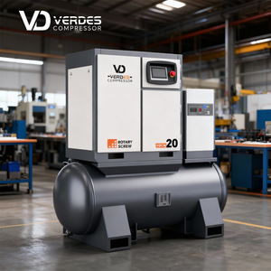 เครื่องอัดอากาศแบบสกรูโรตารี่อุตสาหกรรม VERDES 4 in 1 รุ่น 7.5 15 22 กิโลวัตต์ 16 บาร์ ปรับความเร็วได้ สำหรับโรงงาน - Product Image 1