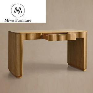 Table de bureau moderne et contemporaine Mobilier de bureau pour ordinateur Bureau d'étude avec tiroirs et rangement en bois naturel Secrétaire à rainure - Product Image 2