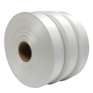 Cao Cấp Satin Ribbon Double Side Chuyển Nhiệt In Ấn Polyester Vải Rắn Trắng Satin Rửa Chăm Sóc Nhãn Cuộn - Product Image 5