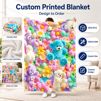 Selimut Bulu Beruang Sweet Choice Desain Bunga Pelangi, Selimut Lembut untuk Kamar Tidur, Sofa, Ruang Bermain, Dekorasi Rumah yang Nyaman, Hadiah