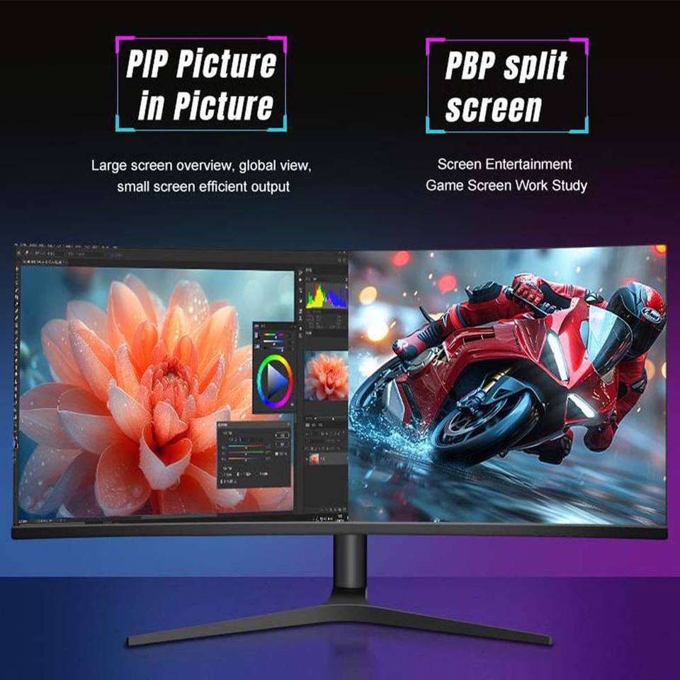 Curved Screen Monitors 34 Inch Ips Lcd Monitor 144hz 165 hz 4K 1080P ...