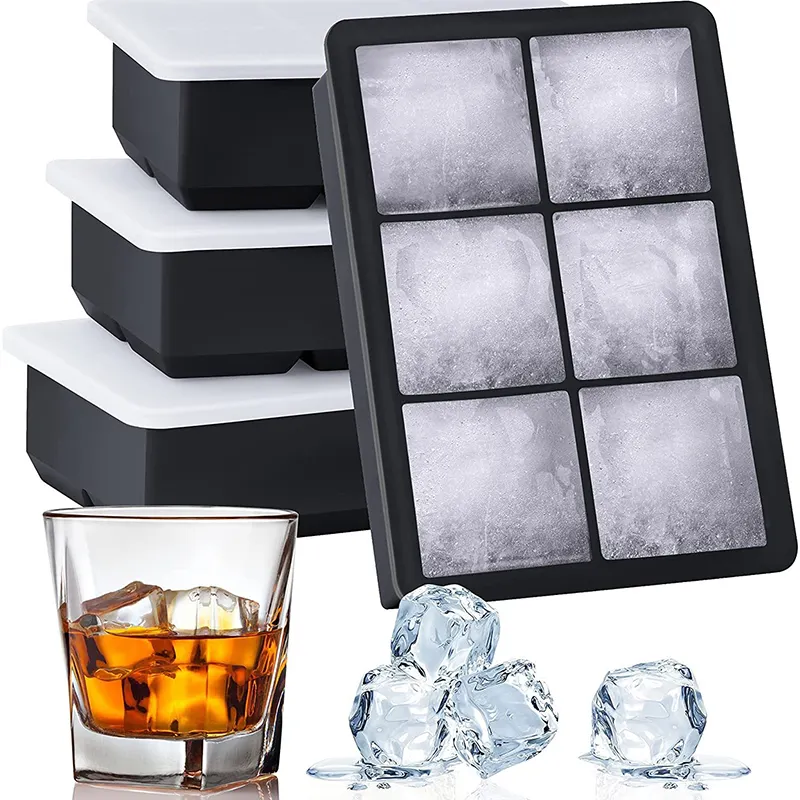 Silicone Ice Cube Trays Set Square Ice Cube Molds Ice Maker BPA Free Reusable Ice Mold For Whiskey, Cocktails, Bourbon