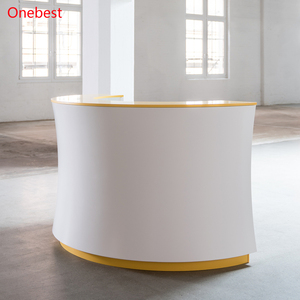 Comptoir <span class=keywords><strong>de</strong></span> caisse moderne en Corian pour magasin <span class=keywords><strong>de</strong></span> vêtements pour femmes, demi-rond, portable, comptoir <span class=keywords><strong>de</strong></span> réception d'église en surface solide - Product Image 4