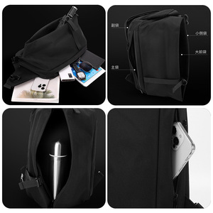 Wepeowr Bolso de pecho para hombre, de nailon negro, de gran capacidad, para uso diario, bolso cruzado de hombro, invierno 2024 - Product Image 5