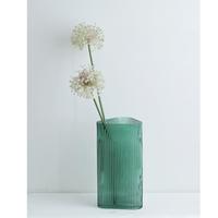 Vase en verre vert bleu minimaliste moderne nordique, créatif, géométrique, à rayures verticales, triangle, jet d'encre, pour arrangement floral