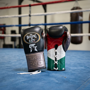 No Boxing No Life, gants de boxe de haute qualité en cuir de vachette, à lacets, antidérapants, extensibles, réglables au poignet, personnalisables - Product Image 3