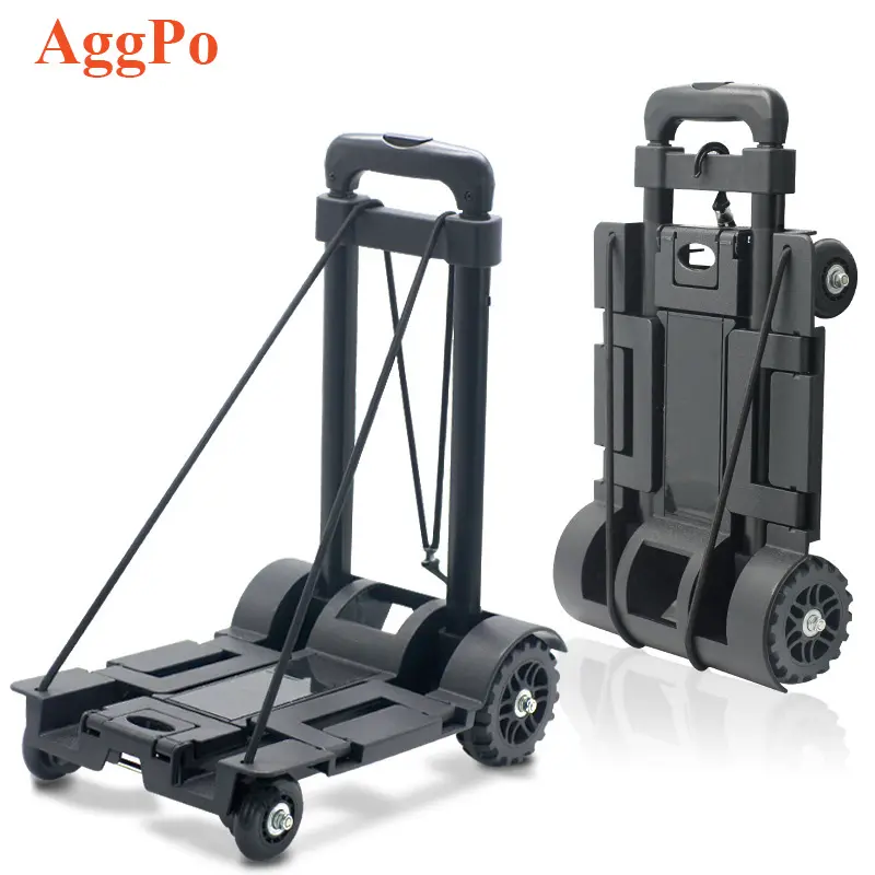 Folding Hand Truck - Lightweight Hand Truck Foldable - Luggage cart with 4 Rotate Wheels - Utility Cart with Adjustable Handle