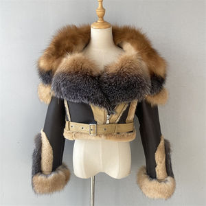 Jxwatcher Giacca Corta in Vera Pelliccia di Volpe Morbida con Cintura, Lussuosa con Grande Cappuccio, Cappotto in Vera Pelle di Montone con Pelliccia, Personalizzabile, per l'Inverno - Product Image 2