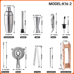 निर्माण कस्टम लोगो 700ml चांदी 304 धातु बार उपकरण बारटेंडर किट स्टेनलेस स्टील कॉकटेल प्रकार के बरतन सेट बांस के साथ खड़े हो जाओ - Product Image 2