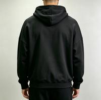 Sweat-shirts et pulls décontractés pour hommes en molleton épais noir avec étiquette tissée côtelée, patch brodé, style vintage