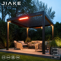 Pérgola Moderna para Exteriores Jiake con Calefactor de Patio Infrarrojo y Techo de Láminas Motorizadas para Calefacción en Todas las Estaciones