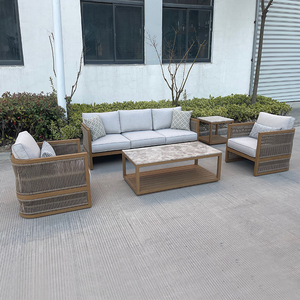 Ensemble de canapés d'extérieur de luxe en aluminium et rotin, résistant à l'eau, pour hôtels, villas, patios, cours, jardins et fermes, avec éléments en <span class=keywords><strong>corde</strong></span> - Product Image 2