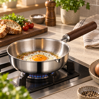 Wajan Mini 3 Lapis Baja Tahan Karat 304 untuk Omelet dan Telur, Dasar Rata, Cocok untuk Kompor Gas dan Induksi, untuk Dapur Rumah