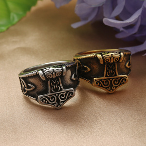 Anillo de martillo de Thor de yunnique para hombre, acero inoxidable, plata, estilo vikingo, joyería Punk, regalo 24003 - Product Image 2