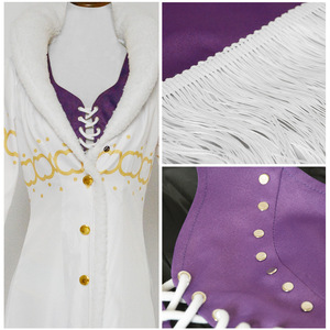 Disfraz de Nico Robin, abrigo con adornos de piel, vestido morado, disfraz de Halloween, traje de juego de rol de anime - Product Image 2