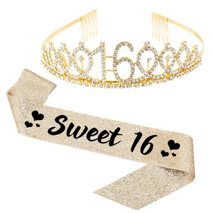 Decorazione per Compleanno Ragazza 16,21 Anni, Set Fascia per Capelli Oro Rosa con Nastro Paillettato - Novità Impermeabile a Prezzo <span class=keywords><strong>di</strong></span> Fabbrica - Product Image 5