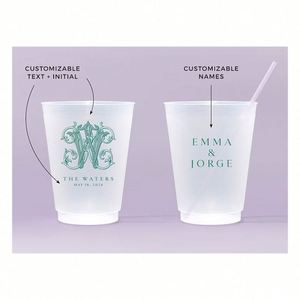 Vasos de Boda Personalizados Estilo ROMANCE, Reutilizables, Esmerilados, Irrompibles, Flexibles, Impermeables, con Impresión Digital, de Plástico para Estadios - Product Image 4