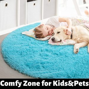 Hình Dạng Tròn Màu Xanh Xù Xì Trẻ Em Trẻ Em Tầng Chơi Khu Vực Thảm <span class=keywords><strong>Mat</strong></span> Phòng Ngủ Trẻ Em Chơi Thảm Và Thảm - Product Image 6