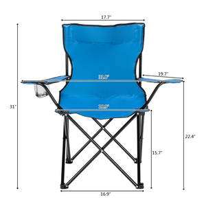 Chaise de camping en tissu Oxford bleu 32x19x31 pouces, cadre noir - Product Image 3