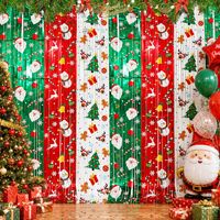 Nouveau Rideau de Noël Scintillant à Franges Imprimé Flocons de Neige, Décor de Fond pour Fête de Noël, Cabine Photo et Murale