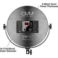 GVM Y60D256 PB-360Bi d'éclairage photographique 60w en forme de miroir Panneau LED portable pour la photographie professionnelle Lumière vidéo ronde