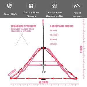 <span class=keywords><strong>Barre</strong></span> de <span class=keywords><strong>gymnastique</strong></span> portable réglable en hauteur pour enfants de 3 à 7 ans, barres de <span class=keywords><strong>gymnastique</strong></span> junior en acier extensibles, entraînement à domicile - Product Image 3
