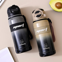 Gourde isotherme en acier inoxydable de 680 ml, thermos pour l'eau chaude, pour l'école, le sport, le cyclisme, bouteille d'eau isolée avec paille pour l'extérieur