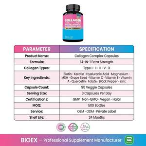Suplemento de Péptidos de Colágeno Puro Biolex para una Piel Radiante y Cabello Saludable, Apto para Dietas Keto y <span class=keywords><strong>Paleo</strong></span>, 60 Cápsulas, OEM, ODM, Marca Privada, Venta al Por Mayor - Product Image 4