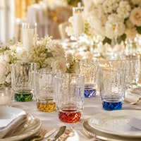 Handgeblasenes Farbiges Glas-Trinkgefäß mit Gehämmertem Wasserwellen-Muster, Luxuriöses Trinkglas für Hotel, Hochzeit, Bar, Restaurant