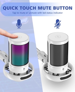 Micrófono USB Cardioide Blanco RGB para Juegos, Nuevo y Económico, con Soporte de Escritorio para PC, Grabación y Podcast, 2026 - Product Image 2