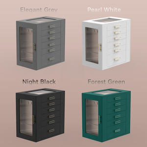 กล่องใส่เครื่องประดับทรงสี่เหลี่ยมผืนผ้า ยี่ห้อ <span class=keywords><strong>JoJo</strong></span> Popular ฝาใส หนังหรูหรา ป้องกันฝุ่น ขนาด 28*<span class=keywords><strong>27</strong></span>*17 ซม. สำหรับจี้ สร้อยข้อมือ ต่างหู แหวน - Product Image 6