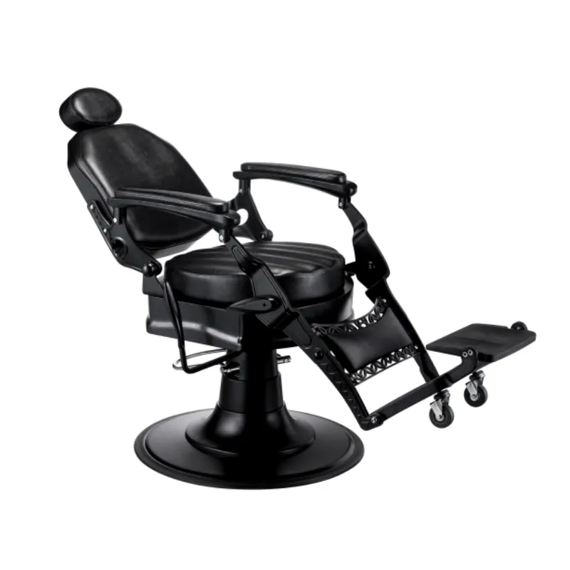 Good Wholesale Coming Top Quality Adjustable Chair Barber Hair Salon Metallic Black Professional Barber Chair For Barber Shop
