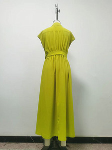 Vestidos Camiseros de Moda para Mujer, Nuevos, de Color Sólido, con Cuello de Traje, Cierre de Botones y Cinturón - Product Image 5