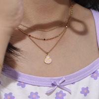 2025 nouvel ensemble de bijoux pour enfants hypoallergéniques 18K plaqué or en acier inoxydable émail coquille collier Bracelet anneau